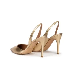 Danique Escarpins à brides en cuir métallisé doré