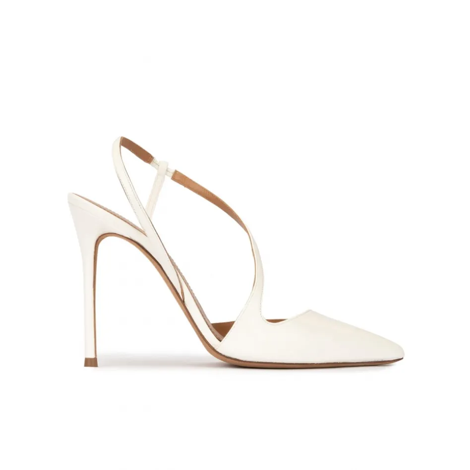 Dominique Escarpins à brides en cuir blanc cassé