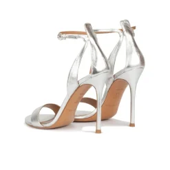 Martina Sandales à talons hauts en cuir métallisé argenté