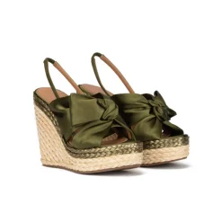 Miquela Sandales compensées en satin vert kaki