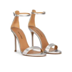 Monique Sandales à talons hauts en cuir métallisé argenté