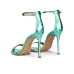 Monique Sandales à talons hauts en cuir métallisé vert d'eau