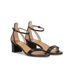 Oneida Sandales de talon moyen large en cuir noir