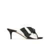 Orquidea Mules à talons moyens en tissu blanc et noir