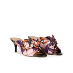 Orquidea Mules à talons moyens en tissu imprimé