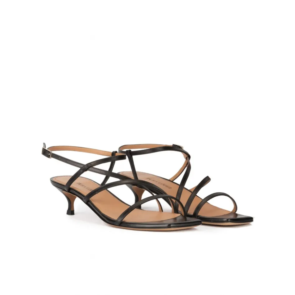 Quebec Sandales à talons moyens en cuir noir