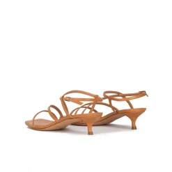 Quebec Sandales à talons moyens en cuir camel