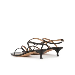 Quebec Sandales à talons moyens en cuir noir